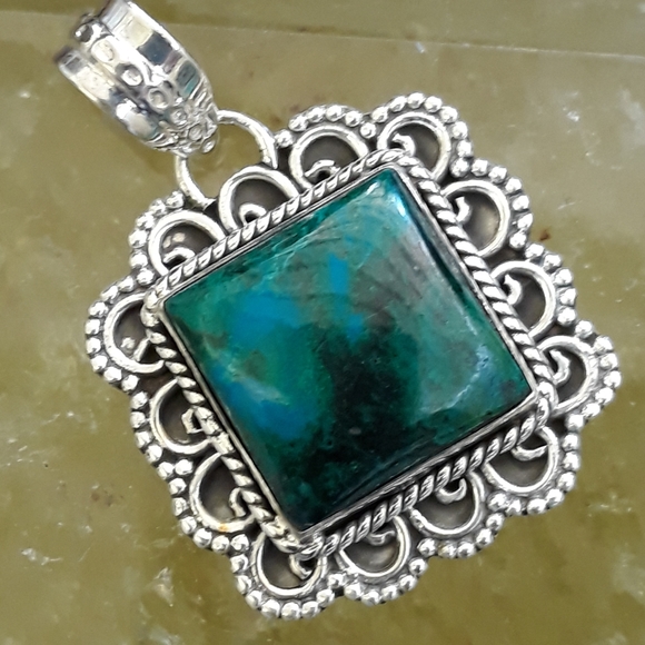 Chrysocolla Sterling Silver Pendant - Picture 6 of 6